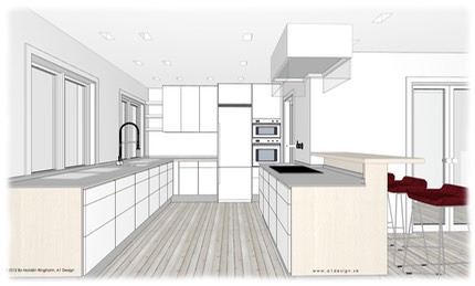 Kök 3D-3D skiss-3d ritning-nytt kök-modernt kök