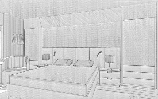 Mastersovrum-master bedroom-skiss-3D-perspektiv-specialinredning-special-snickerier-ritning-Lidingö-Sverige